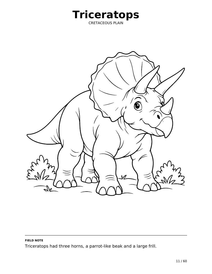 טריצרטופס: עמוד צביעה מתוך Dino Trails