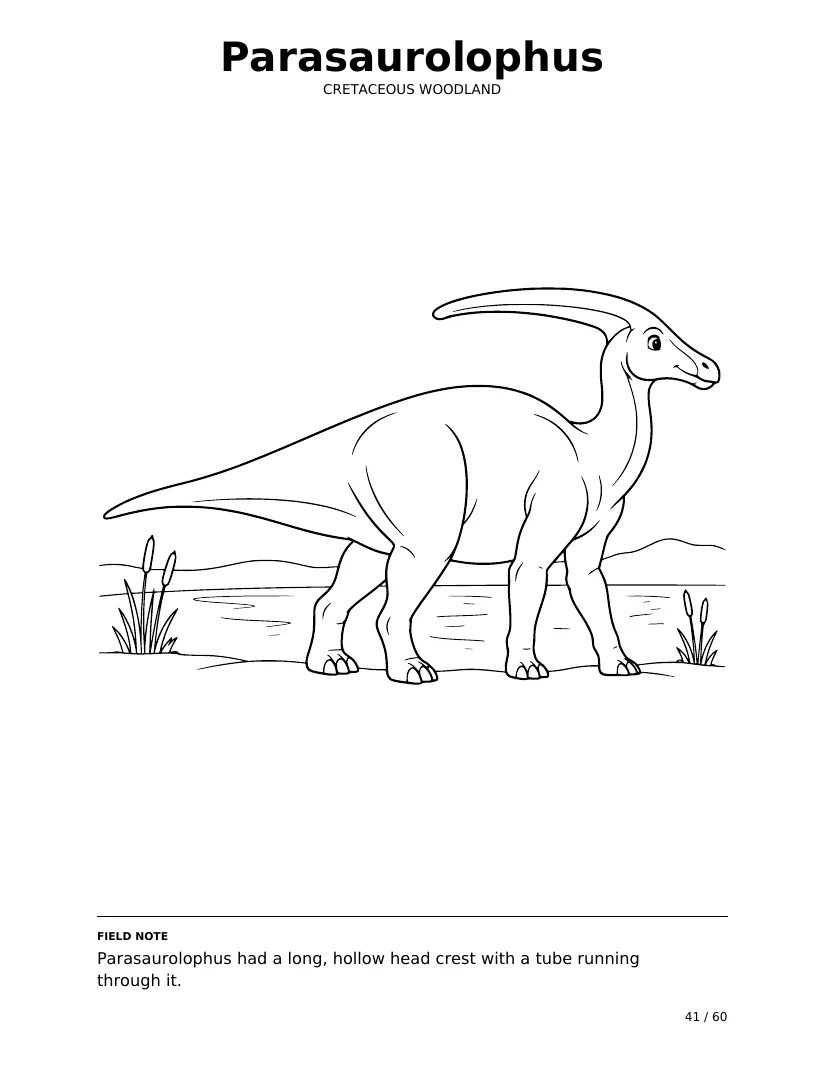 פרהזאורולופוס: עמוד צביעה מתוך Dino Trails