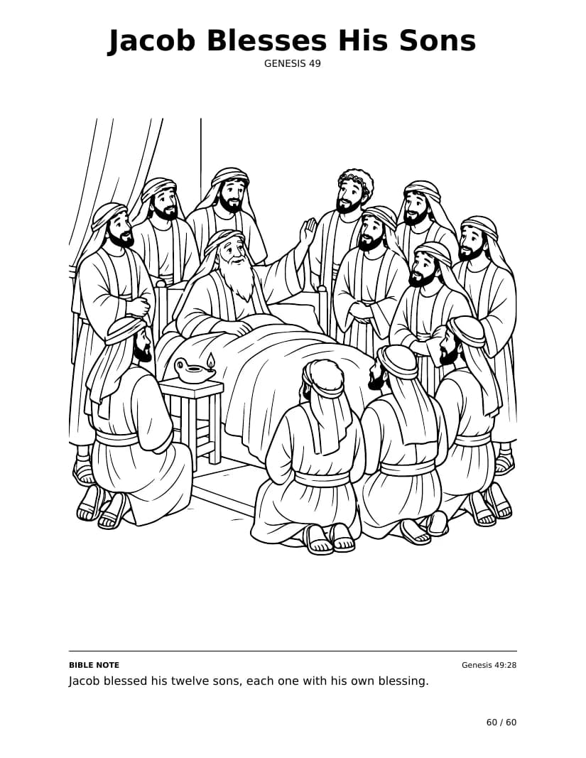 Jacob Blesses His Sons: real coloring page from Genesis Trails