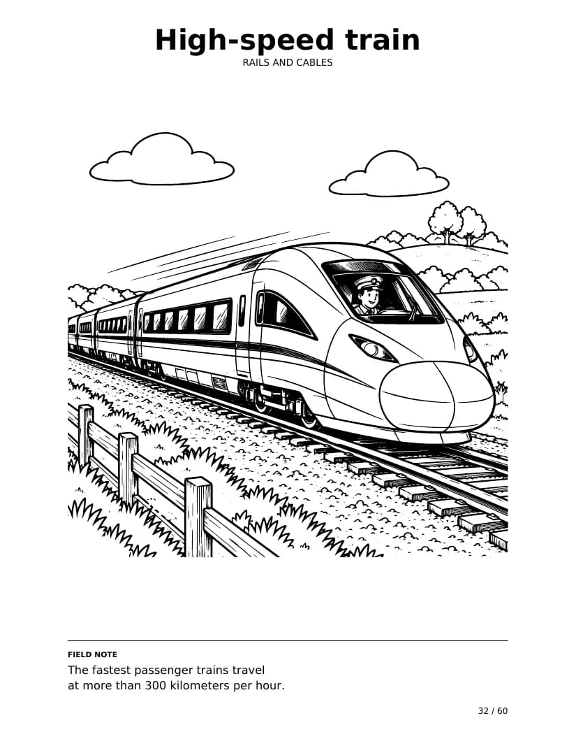 רכבת מהירה: עמוד צביעה מתוך Machine Trails