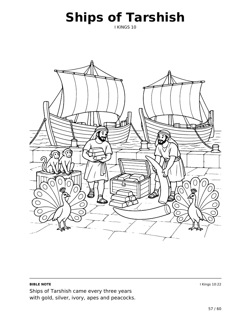 Ships of Tarshish: real coloring page from Bible Trails