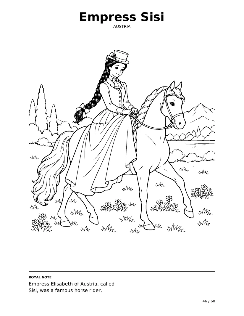 הקיסרית סיסי: עמוד צביעה מתוך Princess Trails