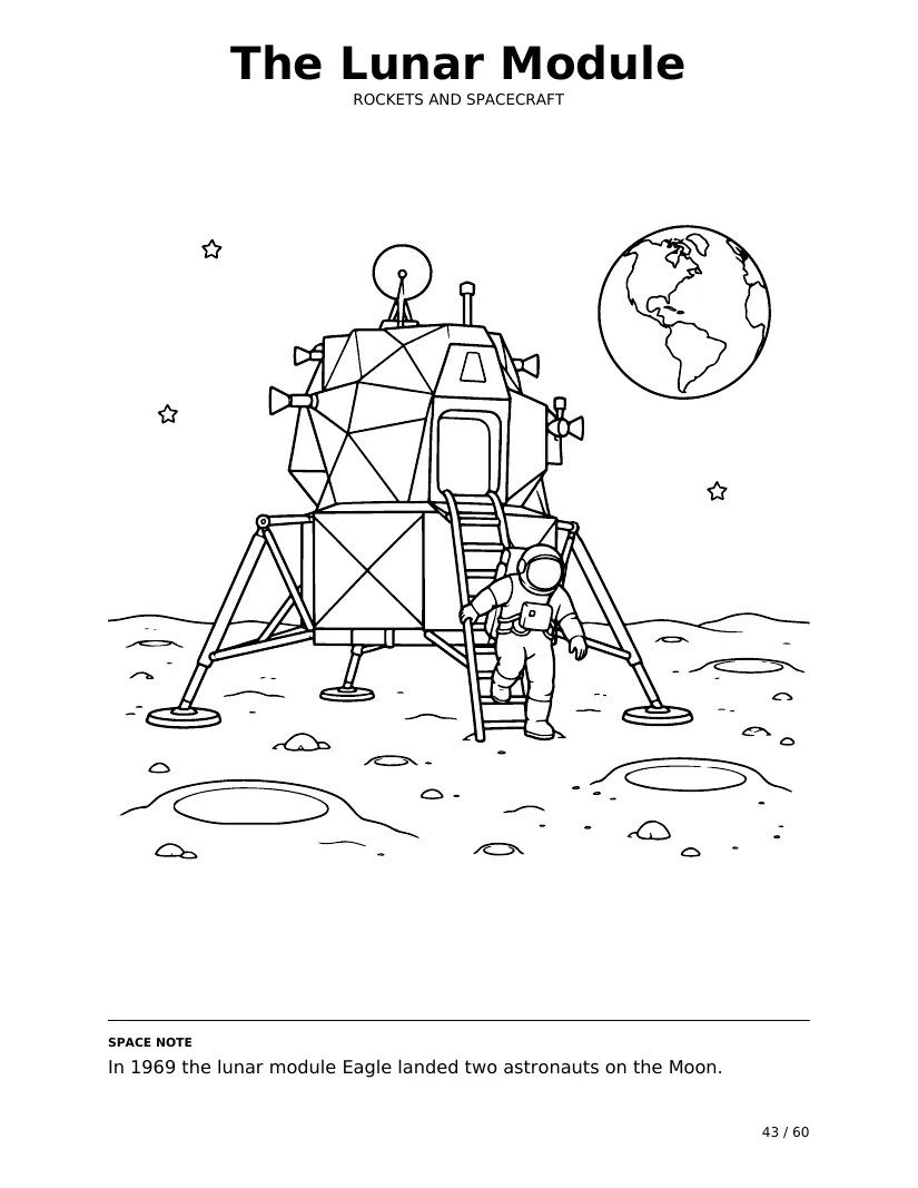 רכב הנחיתה על הירח: עמוד צביעה מתוך Space Trails