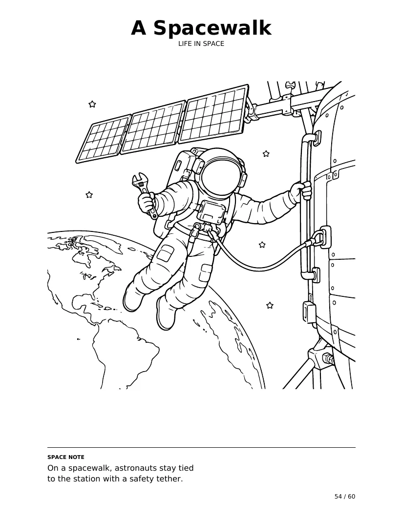 הליכת חלל: עמוד צביעה מתוך Space Trails